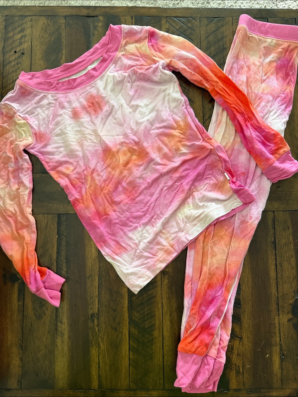 Little Sleepies Pink Orange Tie-Dye Kids Pajama Set